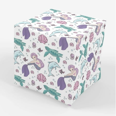 Stesha Party Mermaid PriNst Wrapping Paper Dolphin Turtle Ocean Gift Wrap 30 x 20 Inch (3 Sheets)
