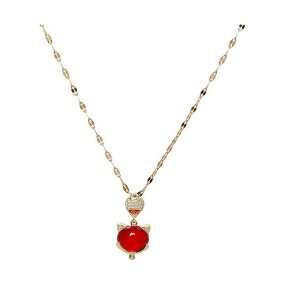 Up to 60% off Gifts Dianli Titanium Steel Necklace Red Little Micro-inlaid Hao Stone Nich Clavicle Subscribe to Save