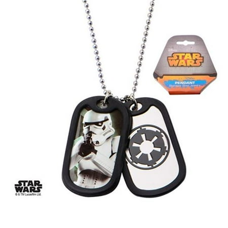 Rubber Silencer - Stainless Steel Star Wars Storm Trooper with Rubber Silencer Double Dog Tag Pendant Necklace