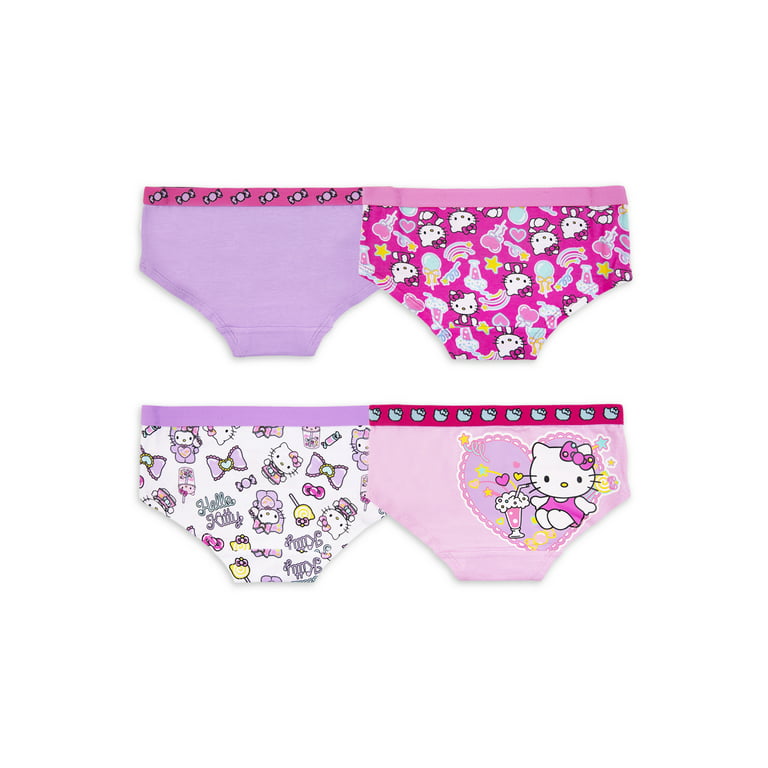 Hello Kitty Girls Stretch Hipster Briefs Underwear, 4-Pack Sizes 6