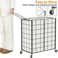 thumbnail image 5 of Double Laundry Hamper with Wheels,Metal Wire Frame Rolling Laundry Basket with 2 Removable bags,120L Dirty Clothes Hamper Organizer Dorm Room Storage for Bedroom,Bathroom,Black and White, 5 of 14