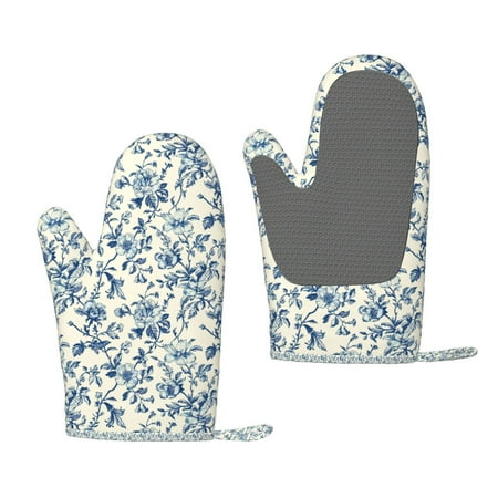 

Lafuoo Vintage Blue Floral Pattern Silicone Anti-Scalding Gloves Hanging Rope Gloves are Suitable for Kitchen Utensils for Kitchen Baking Cooking Outdoor Barbecue