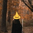 thumbnail image 3 of PEXIOAN Halloween witch hat, felt wizard top hat, party masquerade dress up accessories, yellow, 3 of 9