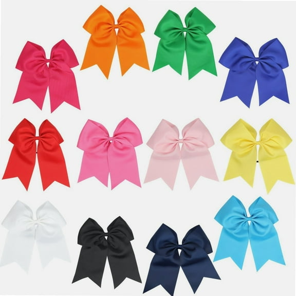 8 Inch Cheerleader Bows Ponytail Holder Cheerleading Bows Hair Tie(Multicolor)