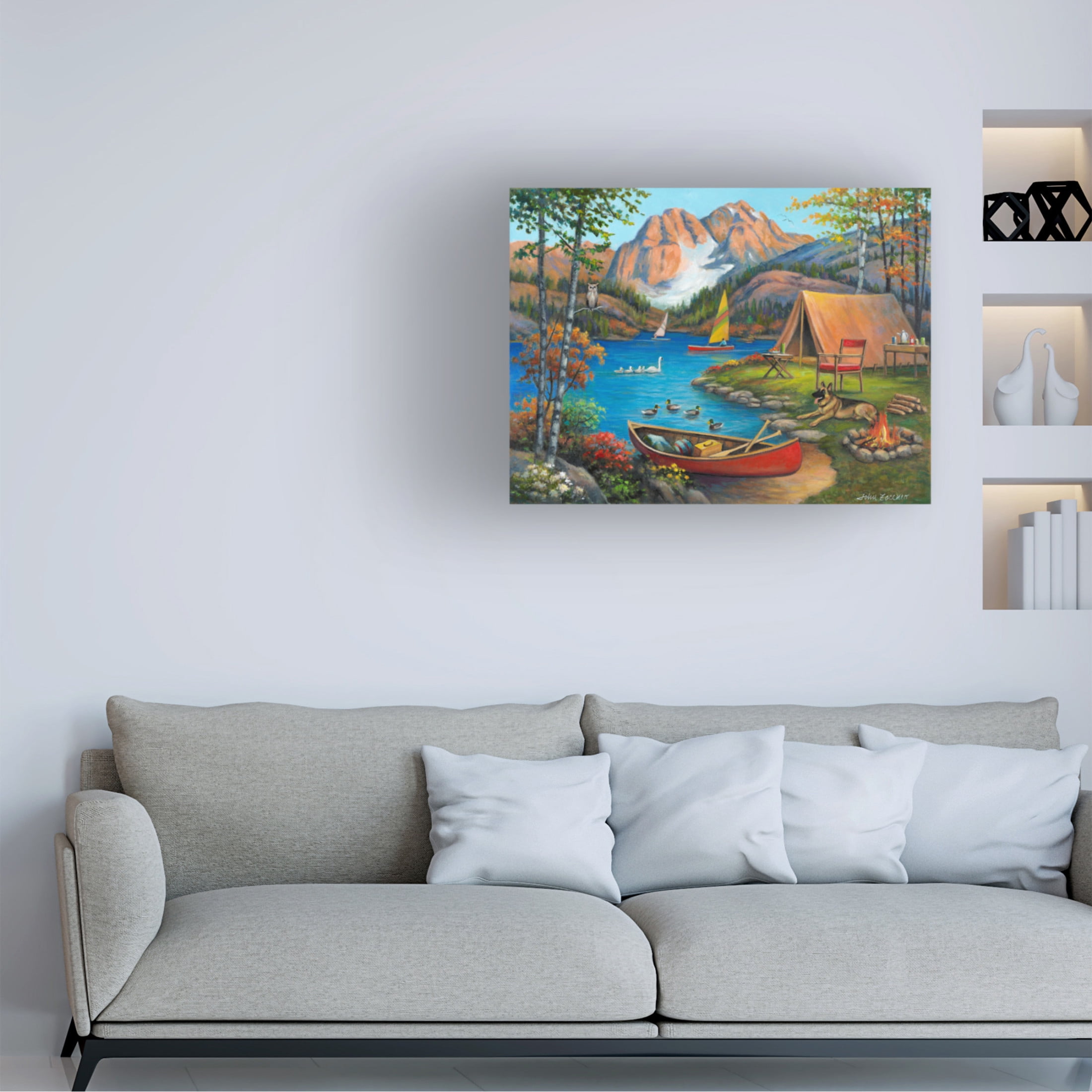 Canvas Wall Art - John Zaccheo 'Picturesque Campsite' Wall Art for Living Room, Bedroom, or Office Décor by Trademark Fine Art - 24 x 18 Inches