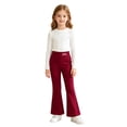 thumbnail image 2 of Tfken Children Soft Lightweight Pants Daily School Wear Flare Yoga Legging Pants Girls High Waist Stretch Print Kids Classic Clothes Size 4-5 Years Red, 2 of 5