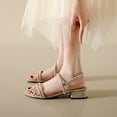 thumbnail image 6 of Jacenvly 2024 New Medium Heel Strap Sandals for Women Summer New Thick Heel Two-Wear Sandals for Women White Sandals for Women, 6 of 7