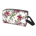 thumbnail image 2 of Goofa Lilies Flowers Printed Toiletry Bag with Handle,Large Capacity Travel Makeup Cosmetic Bag for Women, Carry on Airport Airline Compliant Bag, 2 of 9