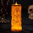 thumbnail image 4 of Halloween Decorations, Skeleton Themed Halloween Led Candle Lamp, Battery Operated Flameless Halloween Light, Halloween Home Decor Indoor, 4.5X3 Inch Carved Ghost Bride Electronic, 4 of 7