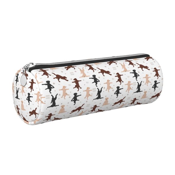 Disketp Yoga Labrador Retriever Estuche Organizador de Lápices de Cuero, Estuche de Oficina con Cremallera para Bolígrafo y Lápiz