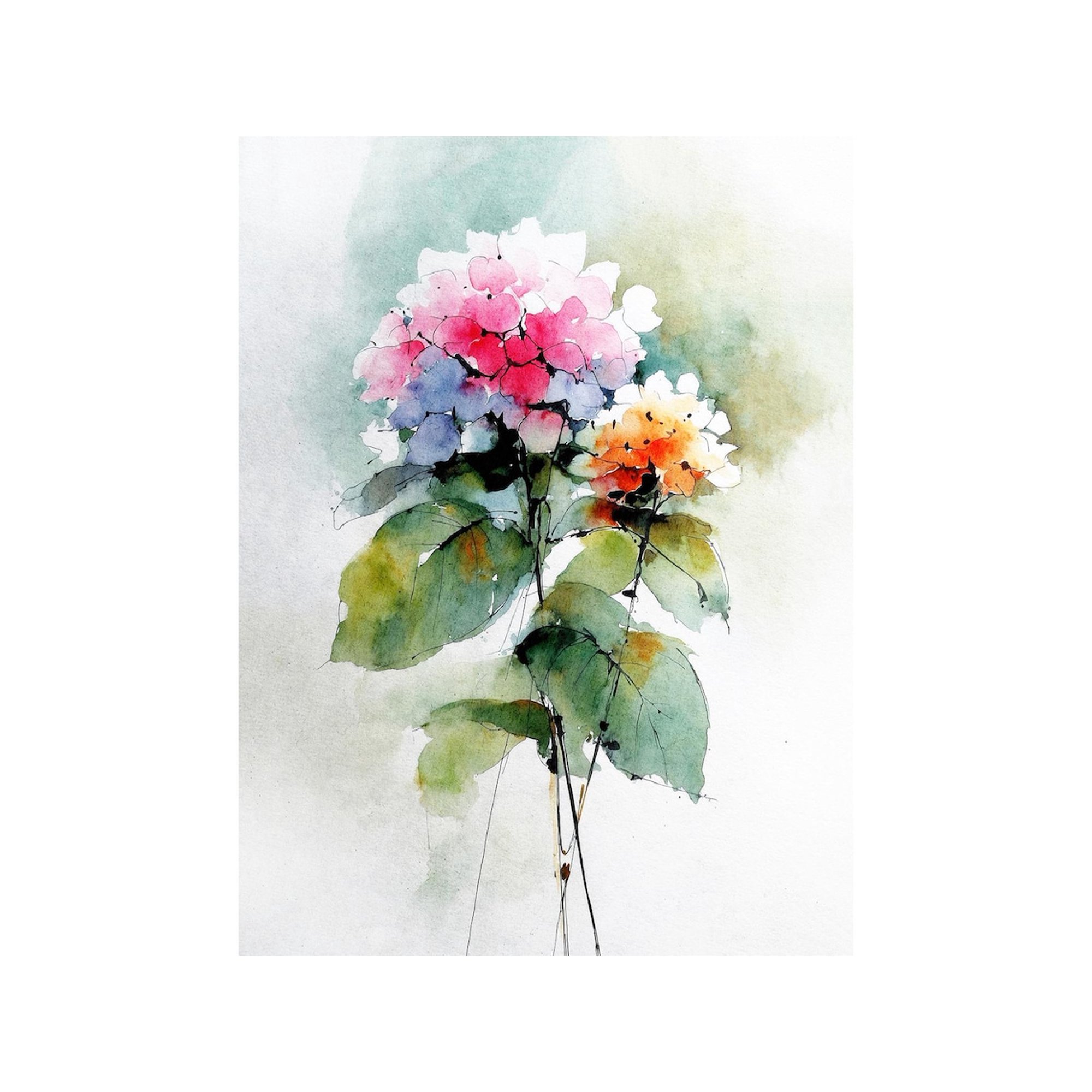 Hydrangea Floral Wall Art Botanical Decor Living Room Bedroom Office