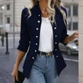 thumbnail image 3 of VIWORLD Women's Solid Color Stand Collar Double Breasted Long Sleeve Blazer Cardigan Office Casual Jacket For Spring&Fall, 3 of 6