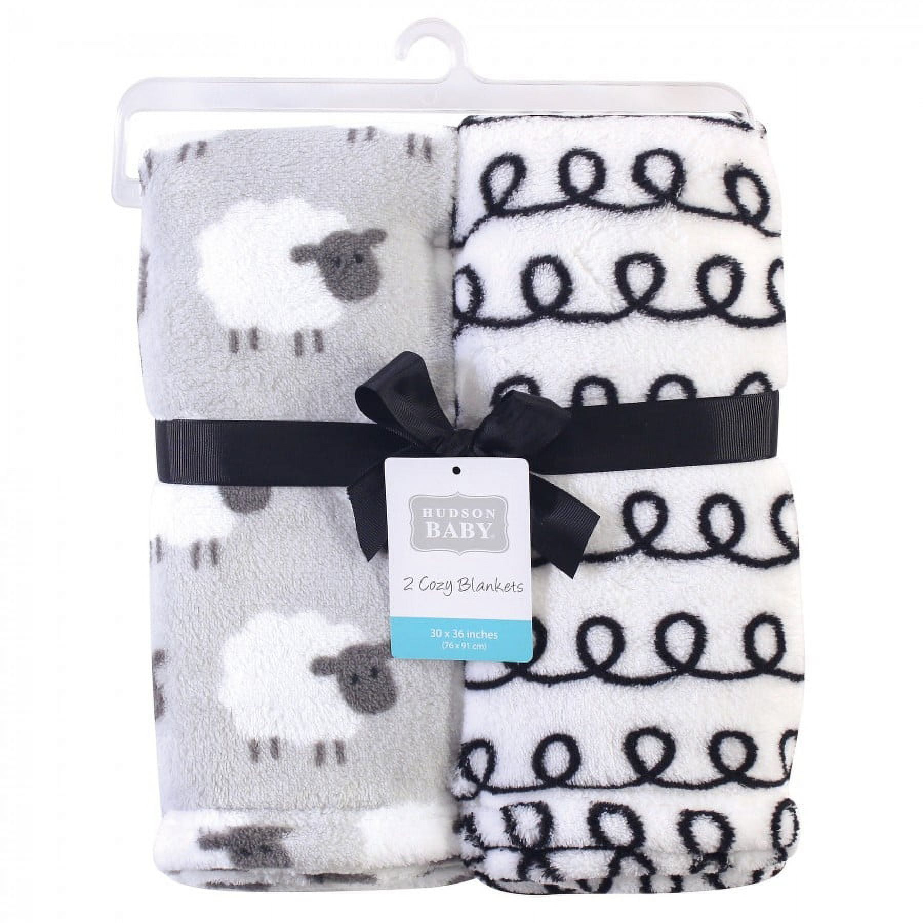 Hudson Baby Infant Silky Plush Blanket, Gray Sheep, 30x36 inches