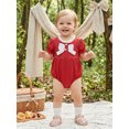 thumbnail image 6 of BemeyourBBs Newborn Baby Girl Summer Clothes Bubble Rompers 0 3 6 12 18 24 Months Bowknot Decor Front Buttons Ruffled Short Sleeve Infant Princess Bodysuits Jumpsuits Playsuits, 6 of 9