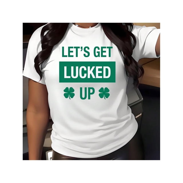 T-Shirt Imprimé « Let's Get Lucked Up » de la Saint-Patrick T-Shirt pour Hommes Femmes Col Rond Coton Manches Courtes T-Shirt de Sport Toutes Saisons