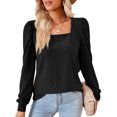 thumbnail image 2 of SHINE UP T Shirts for Women Puff Long Sleeve Shirts Casual Square Neck Tunic Tops, 2 of 8