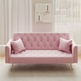 thumbnail image 2 of Tcbosik Convertible Sofa Bed, Modern Upholstered Velvet Couch with Adjustable Back, Loveseat for Bedroom, Living Room, Easy Assembly, Pink, 2 of 7