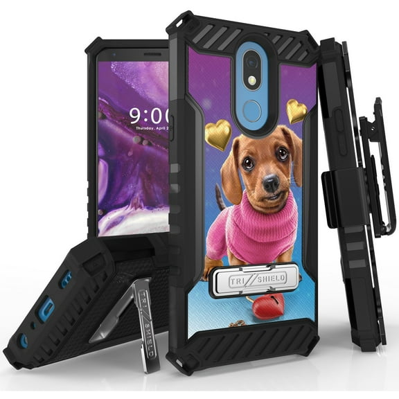 Tri-Shield [ADORABLE ANIMAL SERIES] Rugged Case Metal Kickstand Cover   Belt Clip Holster [CRITTER DESIGN] for LG Harmony 3 | LG K40 | LG Solo LTE (LMX420, L423DL, X420)