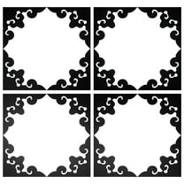 Uxcell 16 Pcs Hollow Mirror Wall Stickers, Acrylic Corner Decorative Pattern Decals Self Adhesive Mirror Stickers for Bathroom Living Room Bedroom Ceiling Office (Black, 4x4")