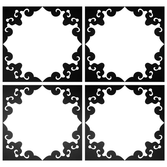 Uxcell 16 Pcs Hollow Mirror Wall Stickers, Acrylic Corner Decorative Pattern Decals Self Adhesive Mirror Stickers for Bathroom Living Room Bedroom Ceiling Office (Black, 4x4")