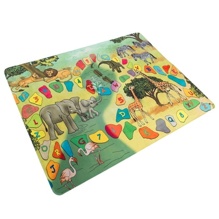 Baby Play Mat for Kids, Microfiber Flannel Fleece & Foam Mat NonSlip Back Safari Animals, Letters & Numbers for Toddlers Boys and Girls by Hey! Play!