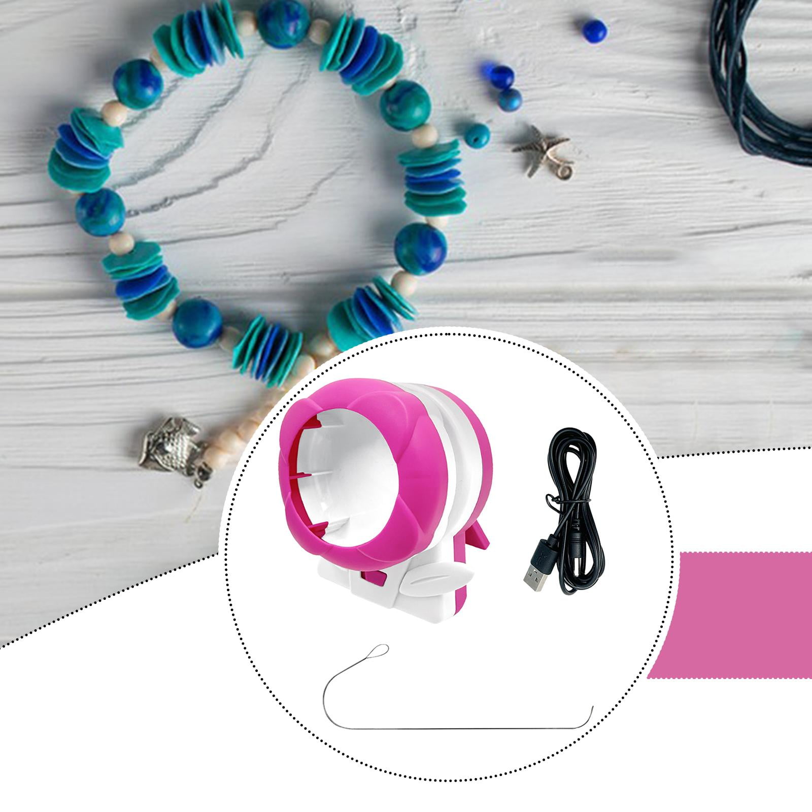 Milageto Clay Bead Fast Beading Machine Stringing Tool Craft Gift Jewelry Making for DIY Pink