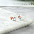 thumbnail image 5 of Gem Stone King 1.60 Ct Octagon 7x5mm Sky Blue Aquamarine 18K Rose Gold Plated Silver Stud Earrings for Women Men, 5 of 5