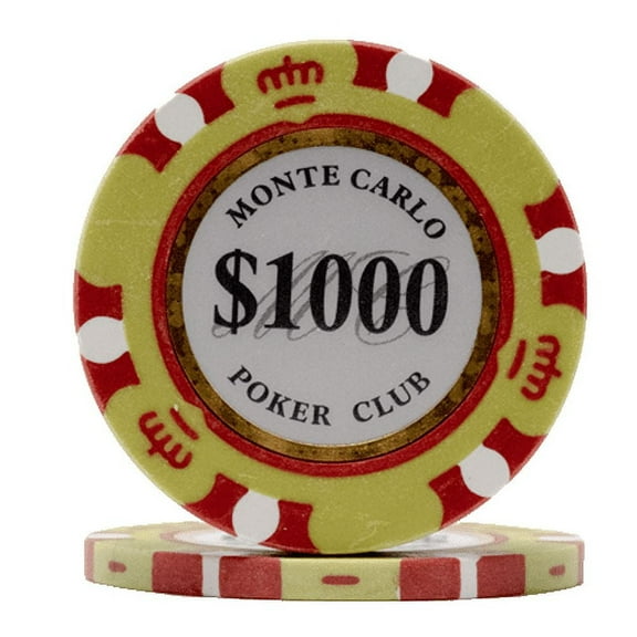DA VINCI 14 Gram Clay Monte Carlo Poker Club Poker Chips Pack of 50 Yellow Chips