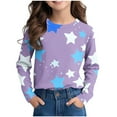 thumbnail image 2 of MKOSPLRT Sparkly Stars Tops for Girl Long Sleeve Graphic T Shirts Round Neck Color Block Shirts Casual Loose Blouses 3-14 Years, 2 of 8