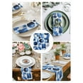 thumbnail image 4 of Hokiten Kitchen Dinner Napkins Set of 6 Blue Geometric Cloth Napkins Reusable Washable Table Napkins for Weddings Cocktail Parties Holiday Table Decor 20x20 Inch, 4 of 8