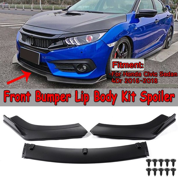 Toyfunny 3pcs Matte Black Front Bumper Lip Spoiler Splitter For Honda Civic 16 Walmart Com Walmart Com