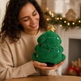 thumbnail image 6 of Cute Christmas Tree Plush Throw Pillow, Soft Mint Green Xmas Tree Shaped Decorative Cushion with Golden Star, Embroidered Face Accent Pillow for Sofa Couch Bedroom Christmas Home Decor, 6 of 7