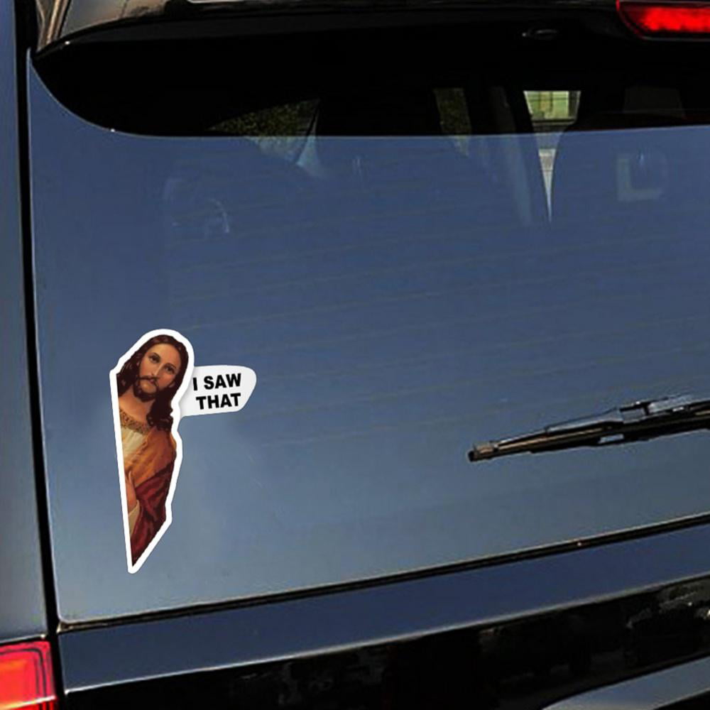 Clearance! Eqwljwe Jesus I Saw That Sticker Funny Jesus Vinyl Stickers for Car Vehicle Truck Door Window Laptop Skateboard Water Bottle Guitar, 8.5*