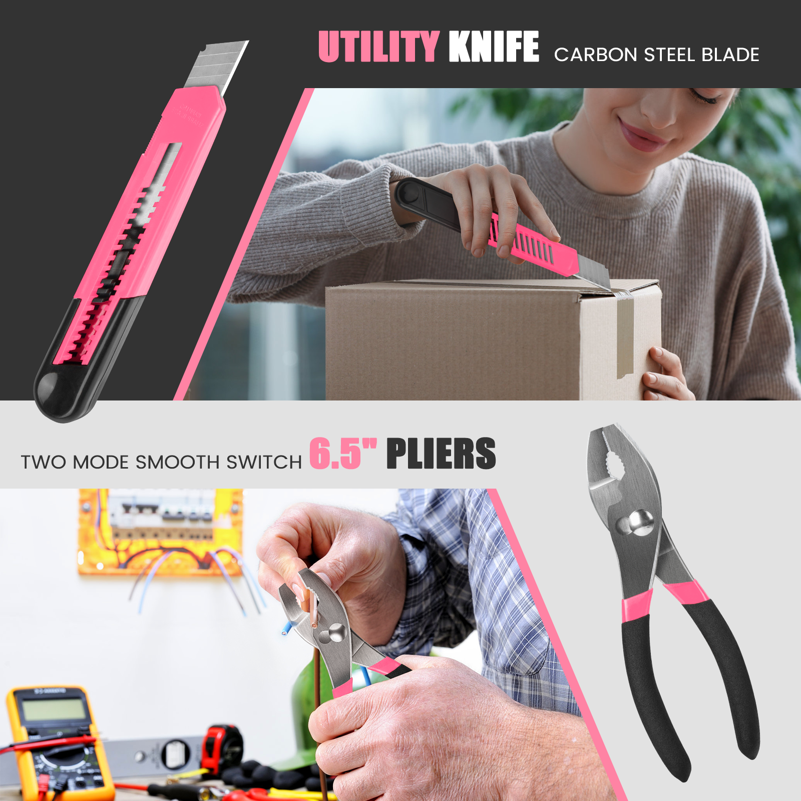 Cshidworld 39-Piece Household Tool Kit, Pink photo 5