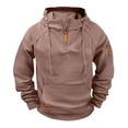 thumbnail image 2 of Men Raglan Pullover Multiple Pockets Half Zipper Sport Hoodie Solid Coat for Winter, 2 of 8
