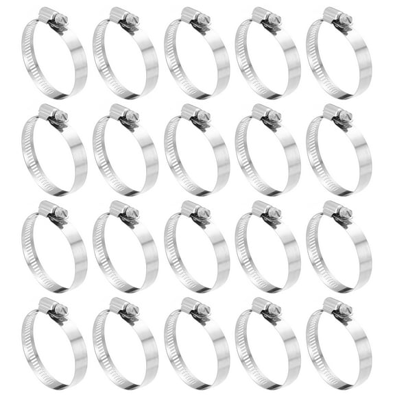 Uxcell Hose Clamp, 1 4/7" to 2 1/2" Adjustable Stainless Steel Worm Gear Hose Clamps for Fuel Line Plumbing, 25Pack