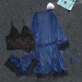 thumbnail image 1 of Ropa de dormir sexy para mujerconjunto de pijama con pantalón corto y top de encaje de seda (azul XL) Ehuebsd Para estrenar, 1 of 9