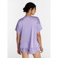 thumbnail image 4 of Joyspun Women’s Short Sleeve Stretch Satin Top and Shorts Pajama Set, 2-Piece, Sizes XS-3X, 4 of 6