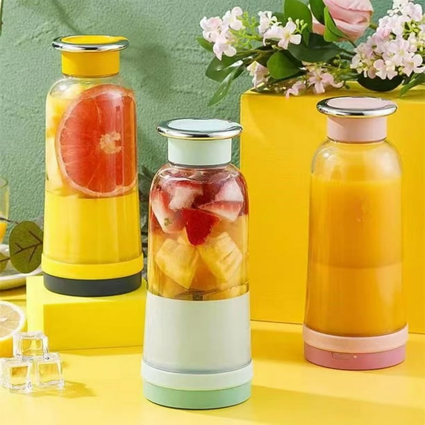 Batidora portátil USB recargable - Batidora personal de 400 ml con 4 cuchillas para batidos, batidos y zumos, 12 usos por carga, viajes y deportes
