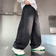 thumbnail image 5 of NOLDARES Boys Cargo Jeans Kids Baggy Elastic Waist Wide Leg Denim Pants with Pockets,Black,9-10 Y, 5 of 5