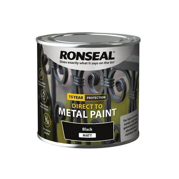 Ronseal - Direct to Metal Paint Black Matt 250ml