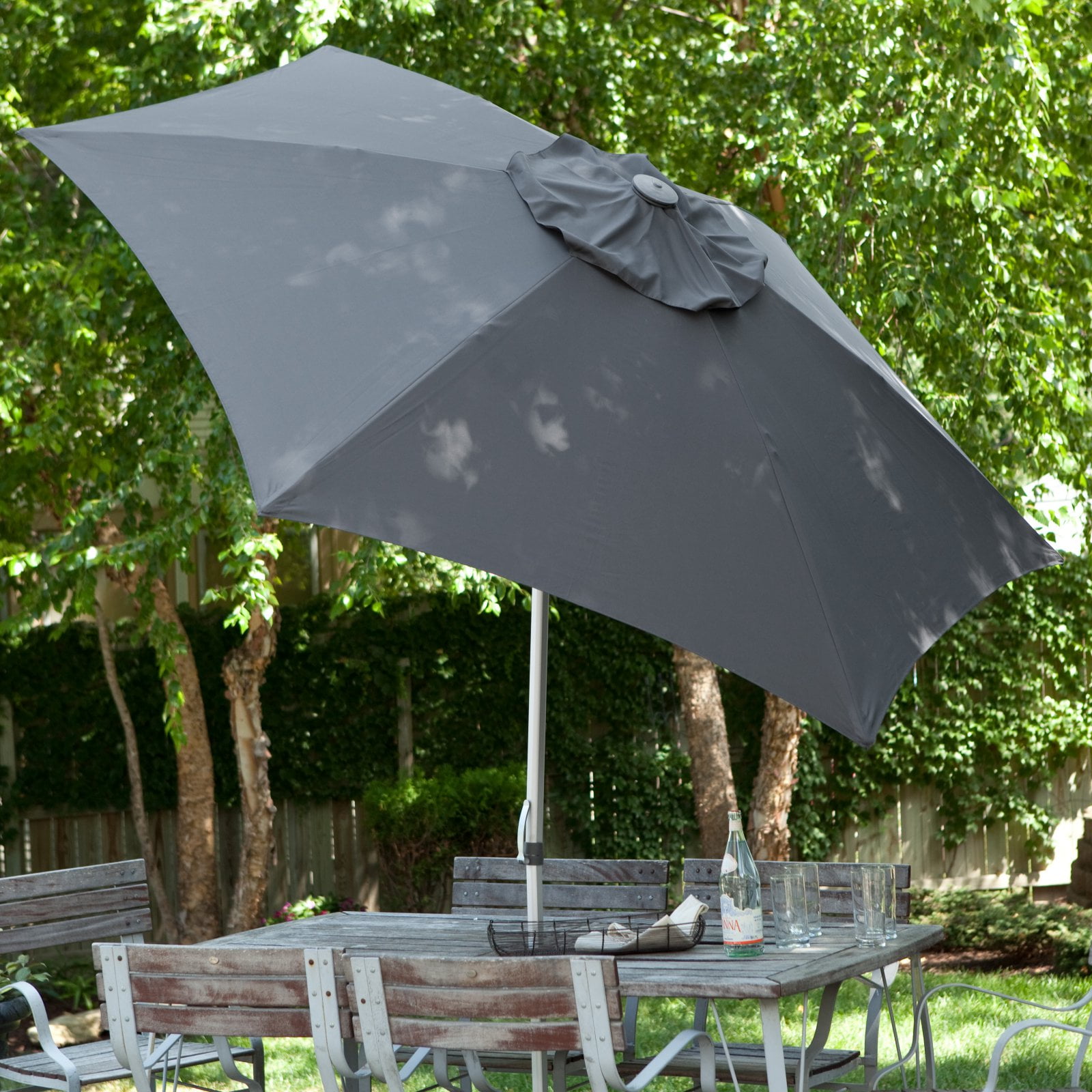 DestinationGear 8.5 ft. Aluminum Market Umbrella with Wind Resistant Doppler, Charcoal