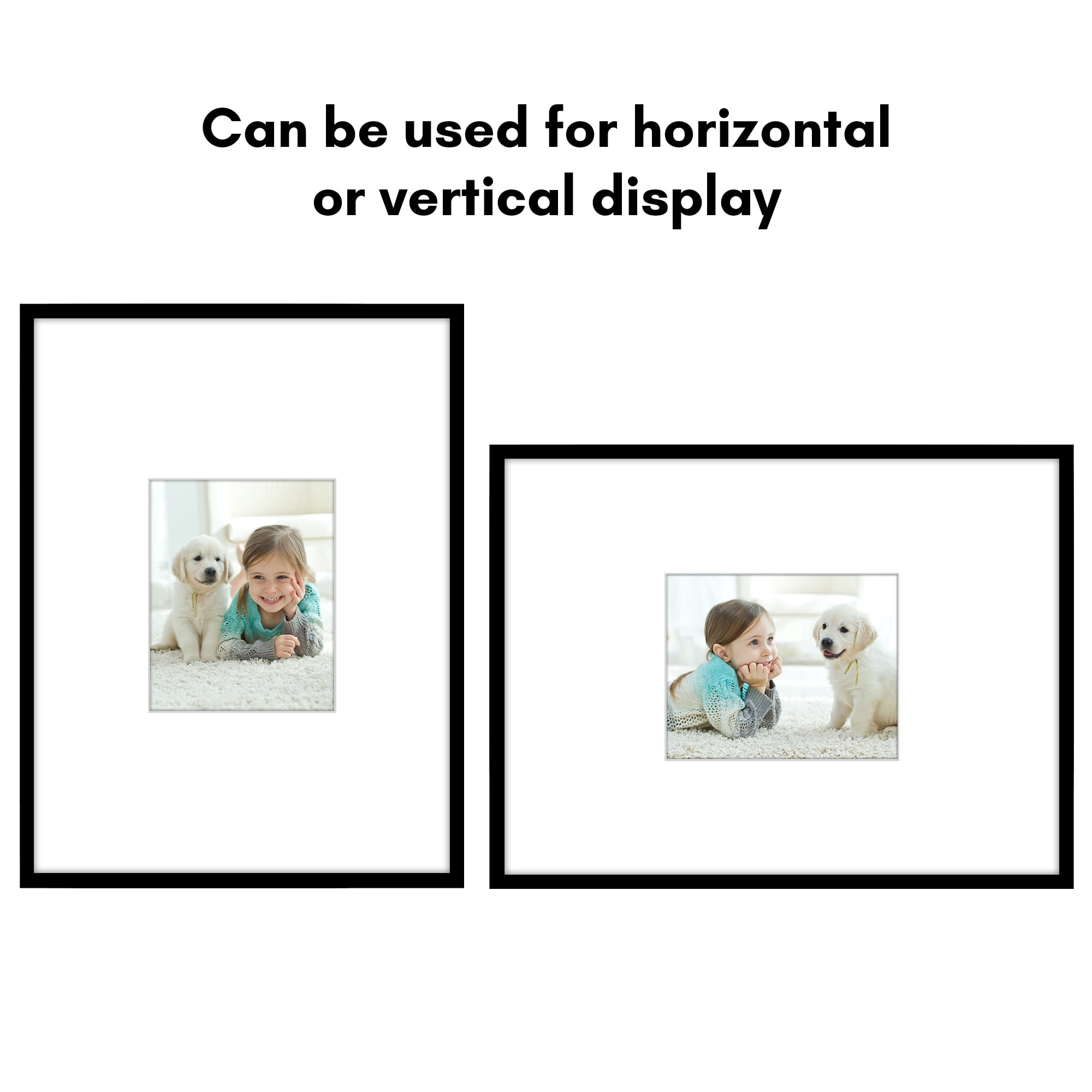 Americanflat 18x24 Poster Frame with Polished Plexiglass with 8x10 Mat Display Photo Streamline Thin - Black