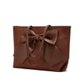 thumbnail image 3 of Stylago Large Suede Tote Handbags Fashion Leather Bow Work Shopping Shoulder Purses Ladies Travel Daily Underarm Hobos Bag Brown, 3 of 5