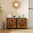 thumbnail image 2 of Rust Nightstands Set of 2 with Two Drawer Side Tables Living Room 2 Drawer Dresser Bedroom End Bedside Table Cabinet with Storage Night Stand, Wooden Top Metal Frame Handle, 20'' Tall, 2 of 12