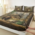 thumbnail image 3 of Feelyou Jungle Bear Print Twin Sheet Sets, Rustic Farmhouse Twin Fitted Sheet, Vintage Western Cabin Flat Sheet, Breathable Home Decor, 3-Piece, 3 of 7