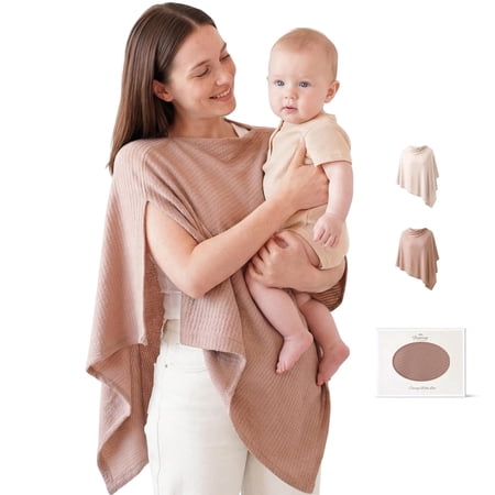 Nursing Cover for Breastfeeding, Soft & Breathable Privacy Poncho, Multi-Use Feeding Shawl, Comfortable & Portable Breastfeeding Cover for Women (Camel)