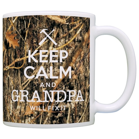 ThisWear Woodland Camo Keep Calm and Grandpa Will Fix It 11 ounce Coffee Mug Camo