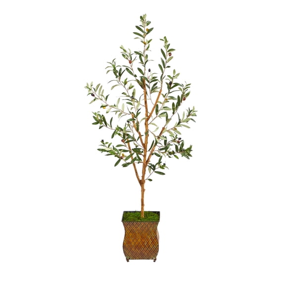 Nearly Natural 50" Olive Artificial Tree in Metal Planter - 9"