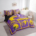 thumbnail image 3 of Homewish Football Rugby Teens Bedding Comforter Set 7pcs, Modern Sports Athlete Queen Bedding Sets, Purple Yellow Cartoon Helmet Reversible Queen Sheet Sets, Microfiber Bedroom Decor, 3 of 7